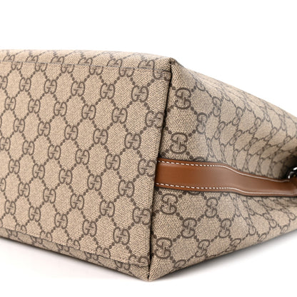 GG Supreme Monogram Medium Emblem Bucket Bag Beige Brown