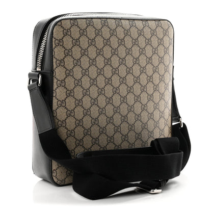 GG Supreme Monogram Flat Messenger Bag Beige Black New Acero