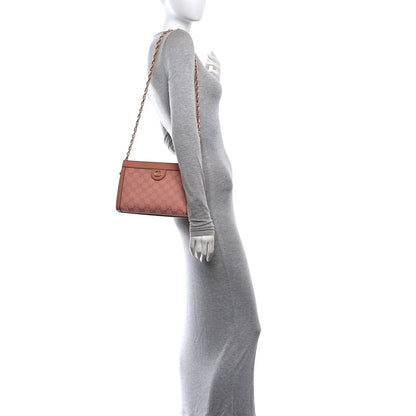 Monogram Textured Dollar Calfskin Small Ophidia Chain Shoulder Bag Cloche Rose Pink