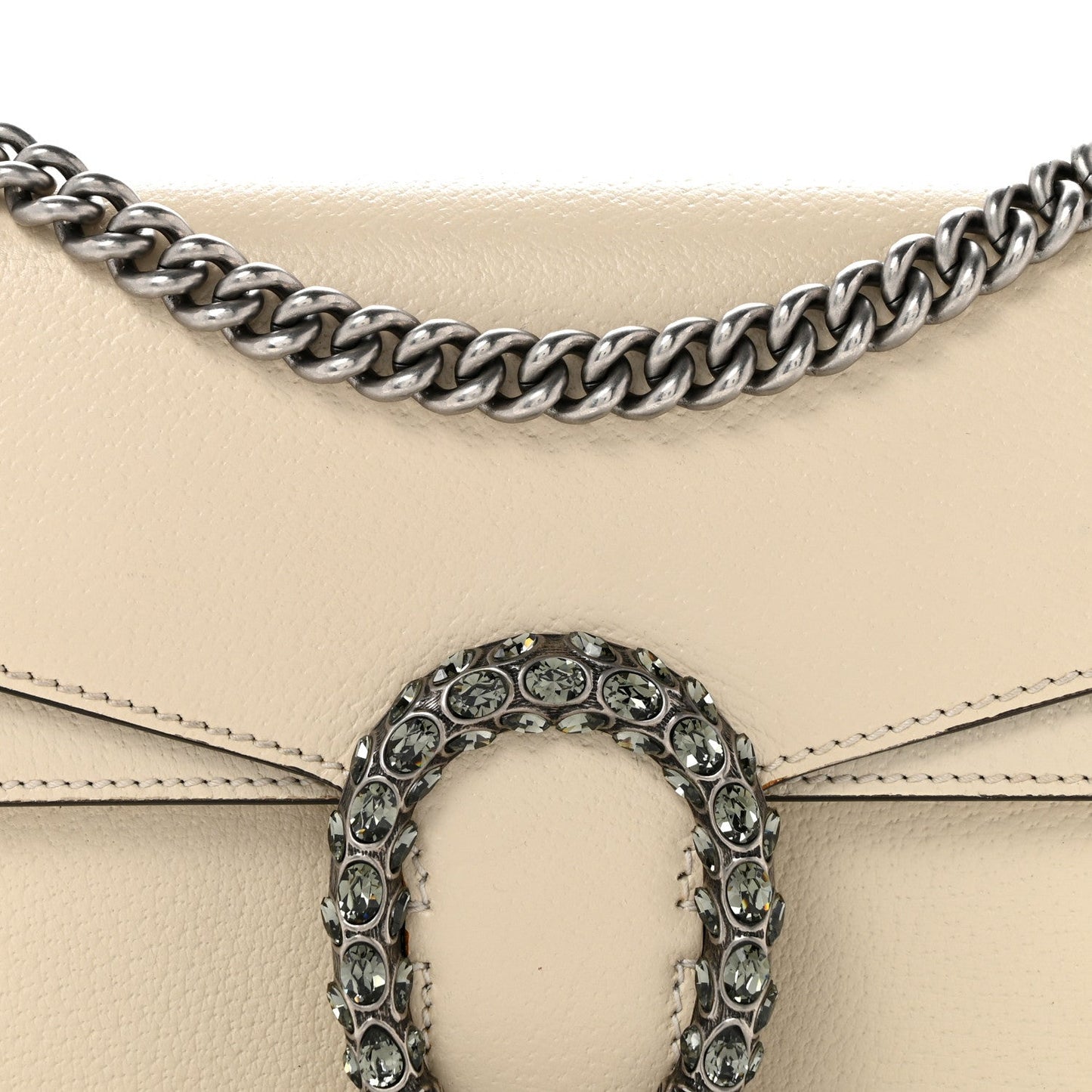 Textured Calfskin Crystal Small Dionysus Shoulder Bag Mystic White