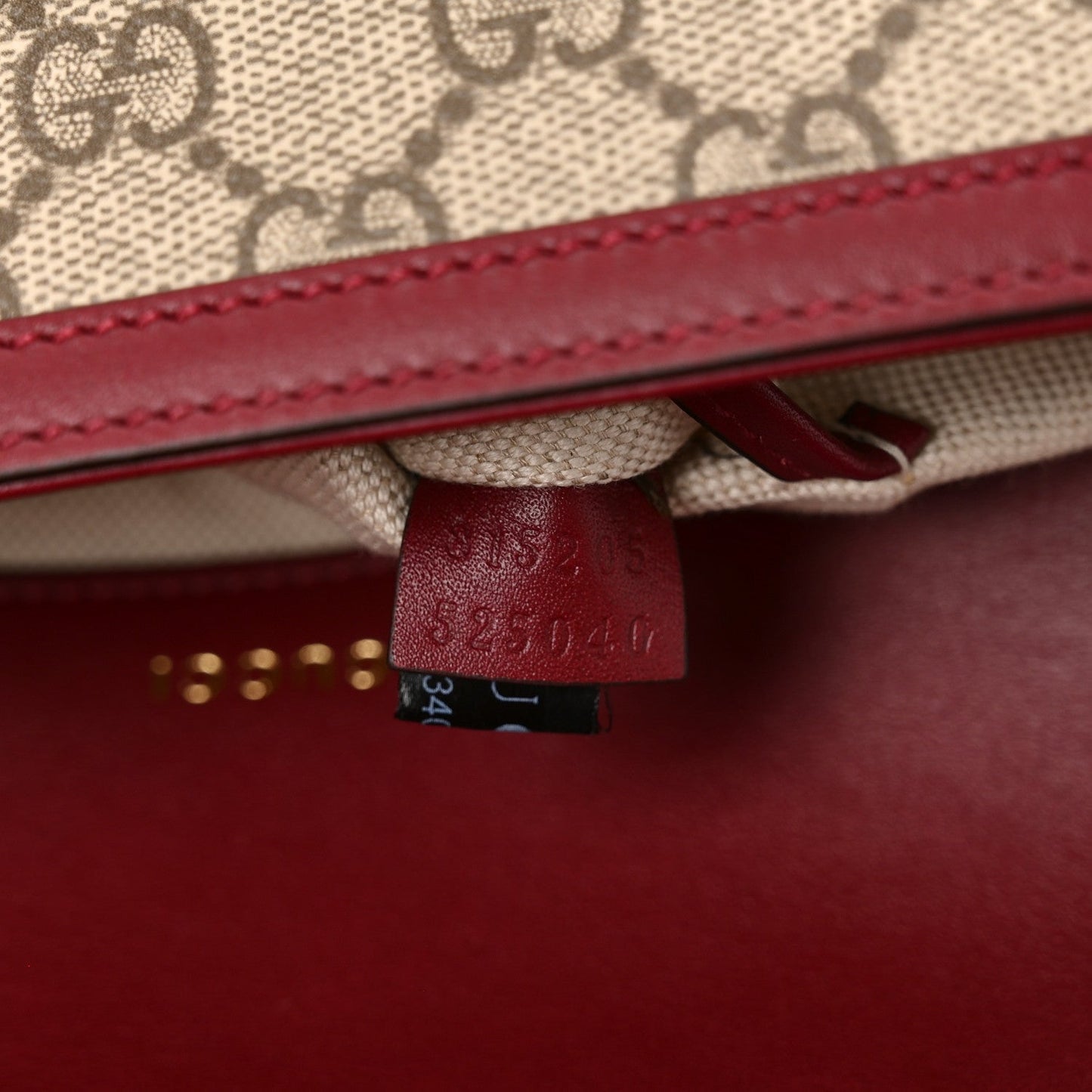 GG Supreme Monogram Horsebit 1955 Soft Small Shoulder Bag Beige Ebony Rosso Ancora