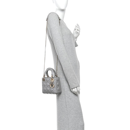 Lambskin Cannage Mini Lady Dior Gray Opaline Gray Opaline