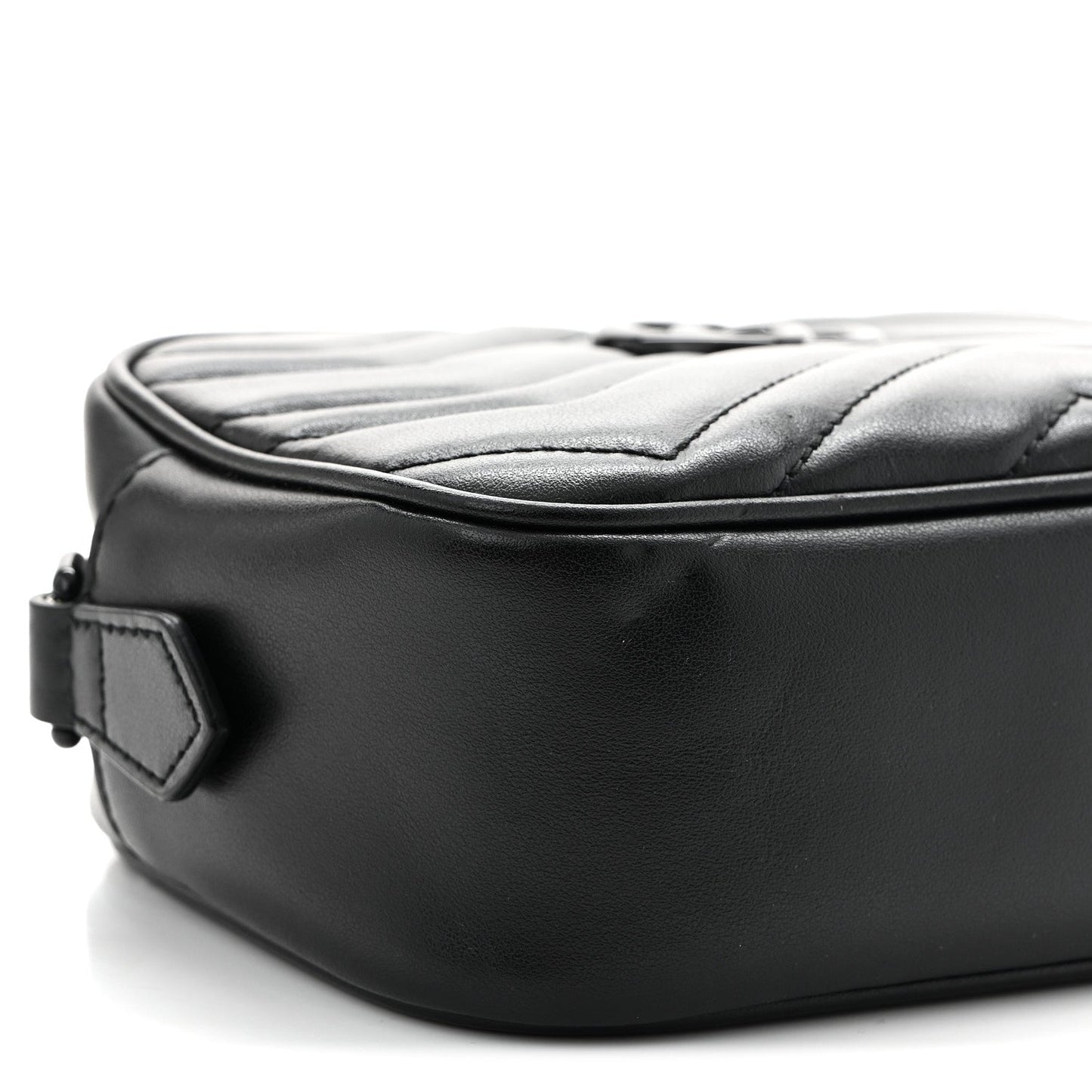 Calfskin Matelasse Monochrome Mini GG Marmont Chain Shoulder Bag Black