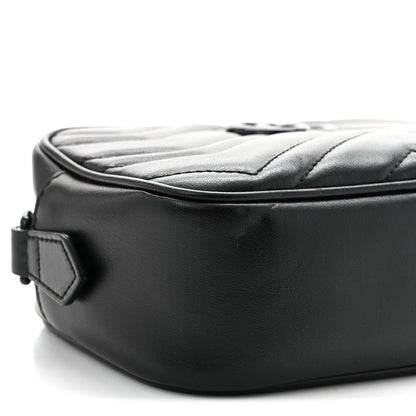 Calfskin Matelasse Monochrome Mini GG Marmont Chain Shoulder Bag Black