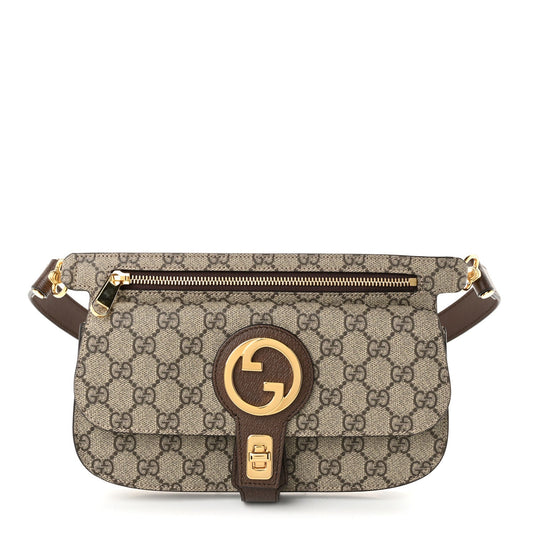 GG Supreme Monogram Textured Dollar Calfskin Blondie Belt Bag Beige Ebony New Acero