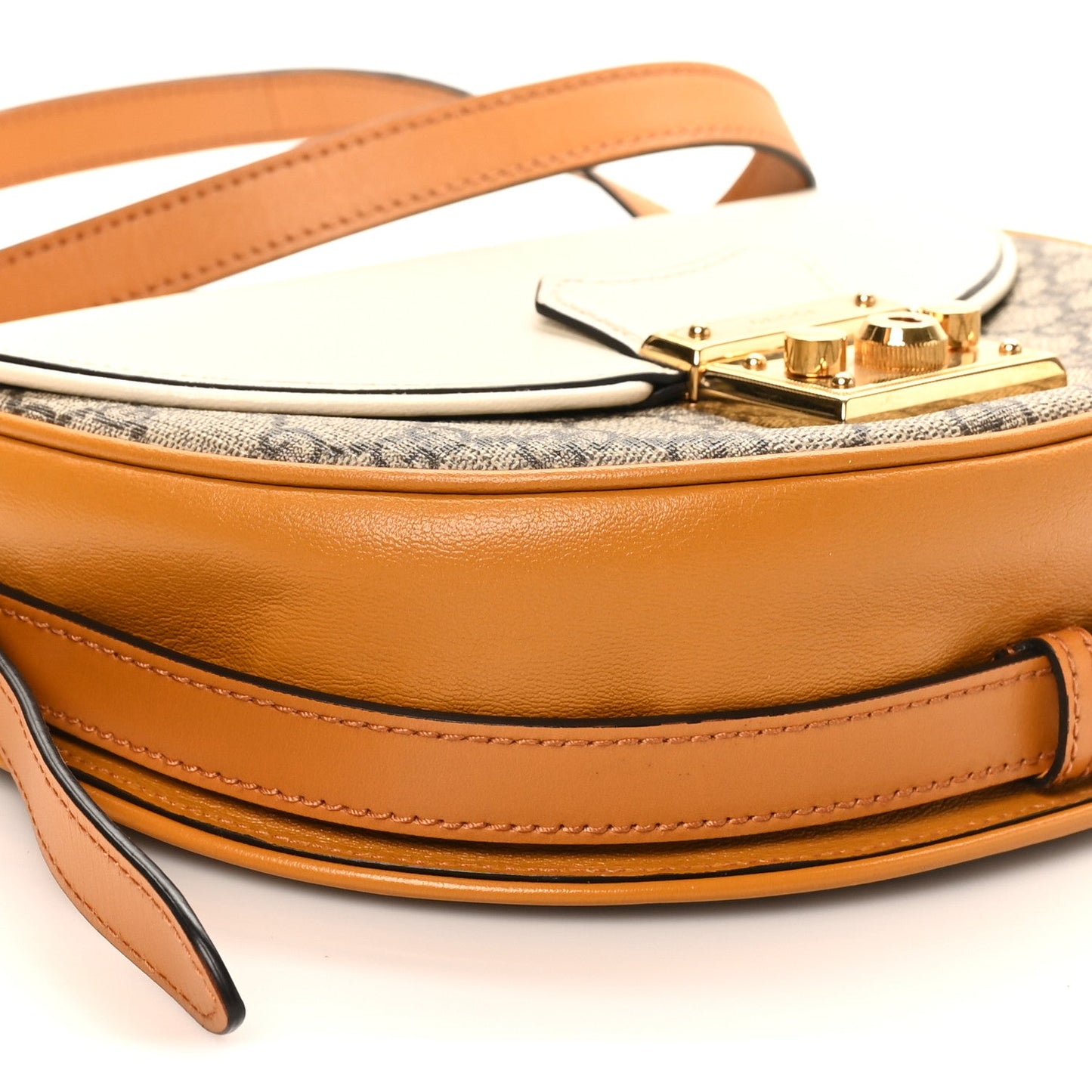 GG Supreme Monogram Calfskin Small Padlock Messenger Shoulder Bag Beige Mystic White Sun Oil