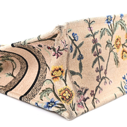 Raffia Embroidered Petites Fleurs Medium Book Tote Natural