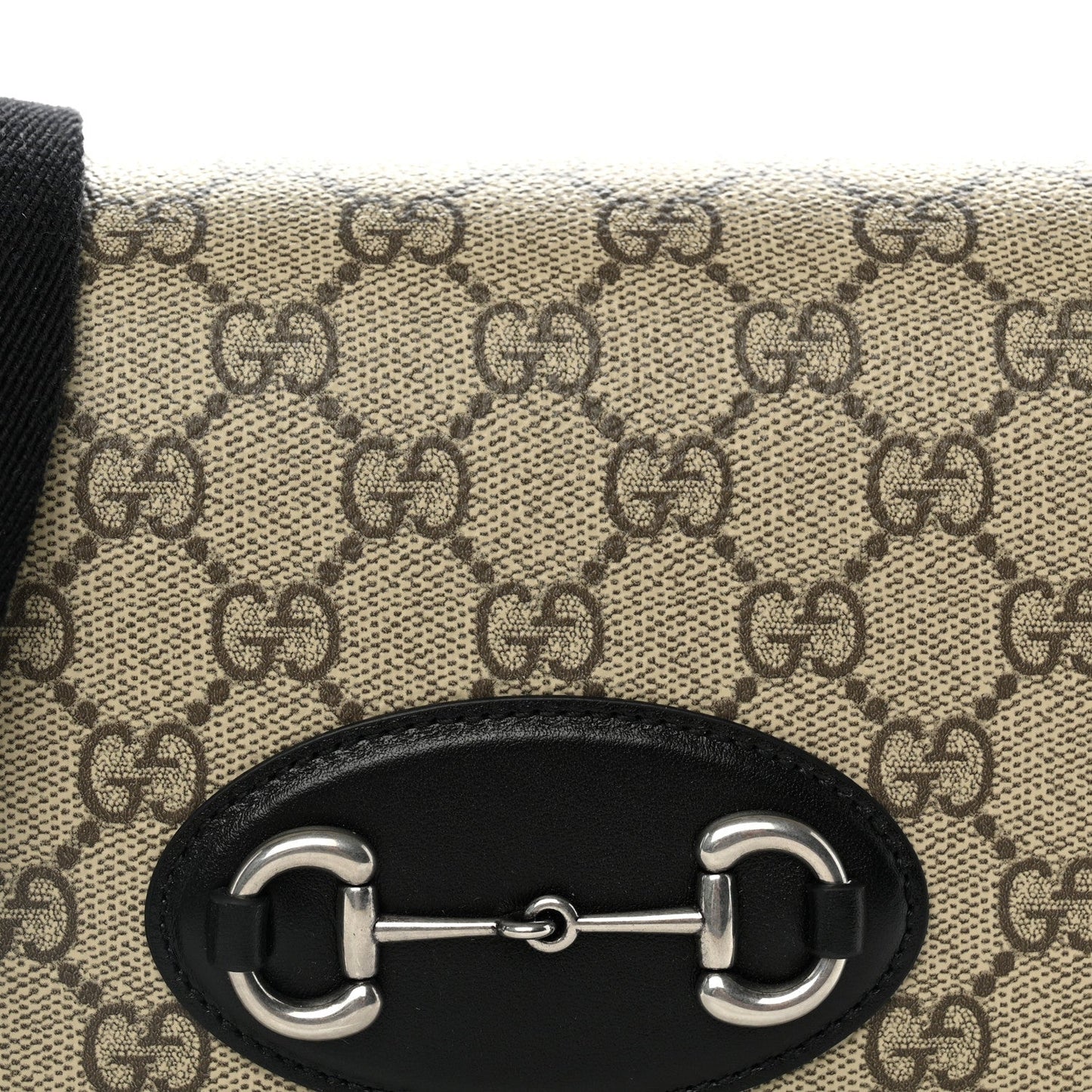 GG Supreme Monogram Mini Horsebit 1955 Shoulder Bag Beige Ebony Black