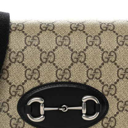 GG Supreme Monogram Mini Horsebit 1955 Shoulder Bag Beige Ebony Black
