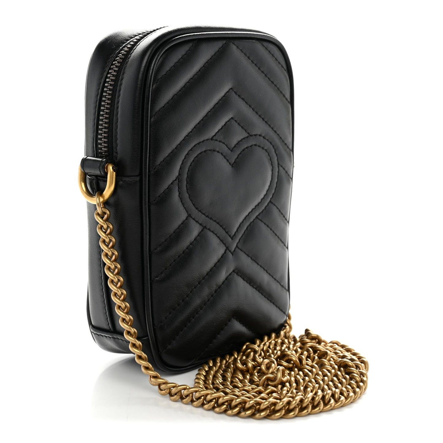 Calfskin Matelasse Mini GG Marmont Crossbody Bag Black