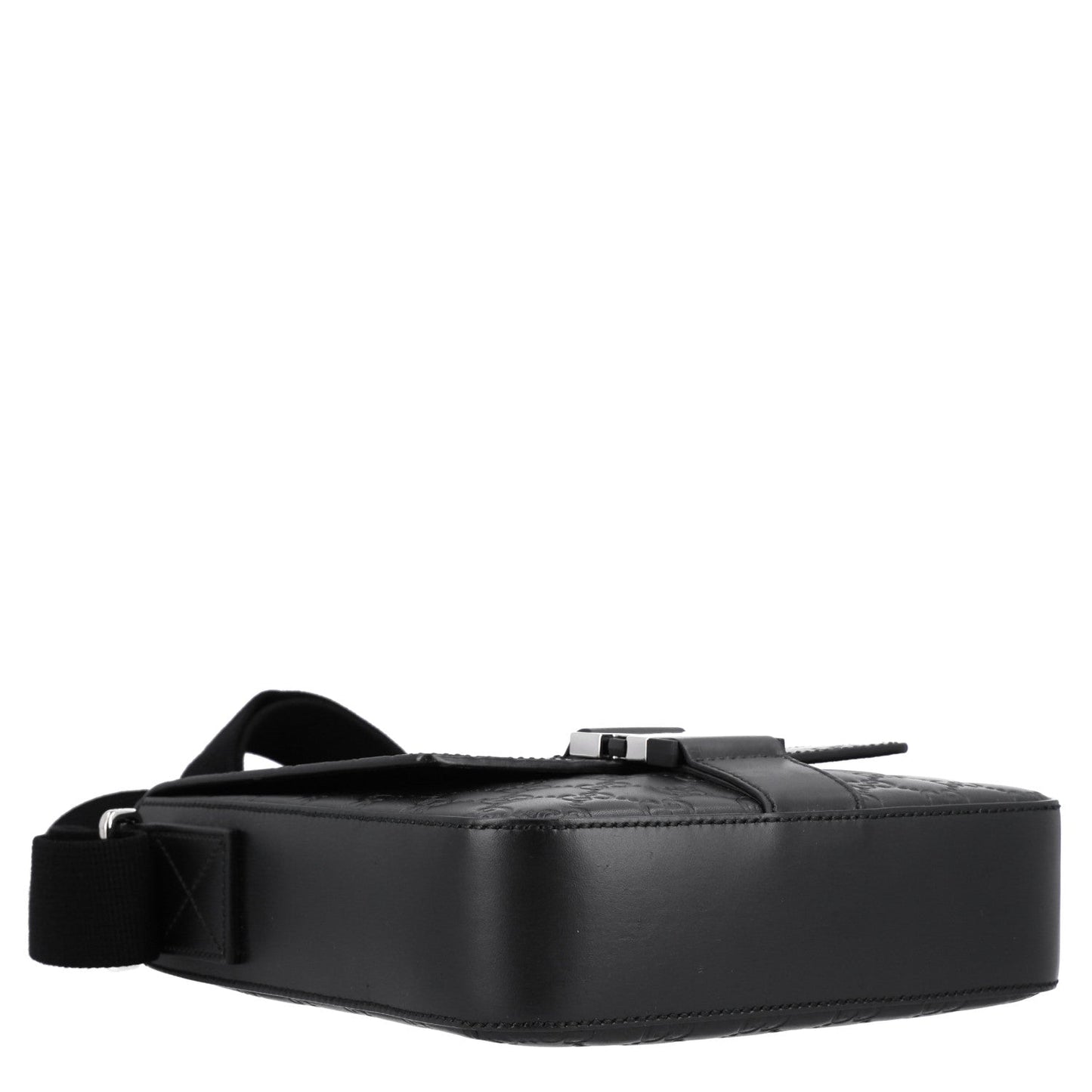 Guccissima Signature Single Buckle Flap Messenger Bag Black