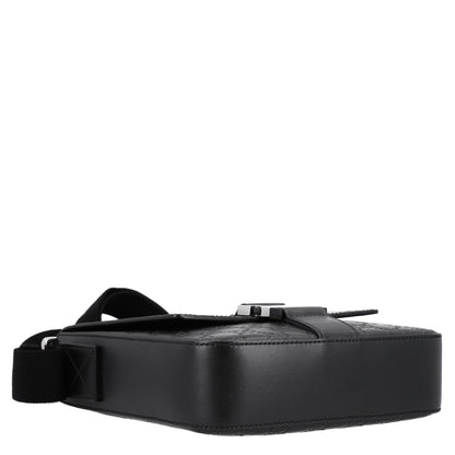 Guccissima Signature Single Buckle Flap Messenger Bag Black