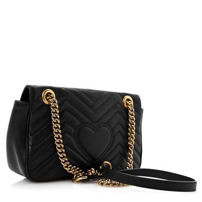 Calfskin Matelasse Small GG Marmont Shoulder Bag Black