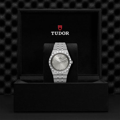 Tudor Royal Day Date Diamonds Automatic Silver Dial Silver Steel Strap Watch for Men - M28600-0002