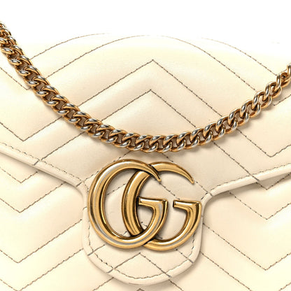 Calfskin Matelasse GG Marmont Chain Wallet Mystic White