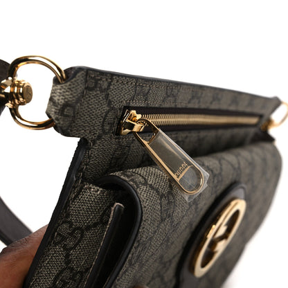 GG Supreme Monogram Textured Dollar Calfskin Blondie Belt Bag Beige Ebony New Acero