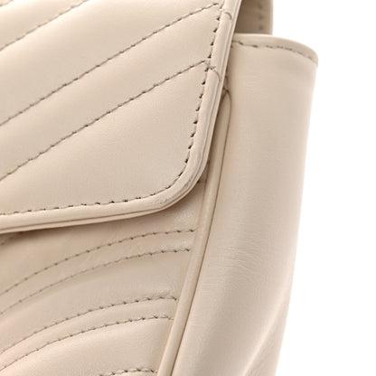 Calfskin Matelasse Small GG Marmont Shoulder Bag White