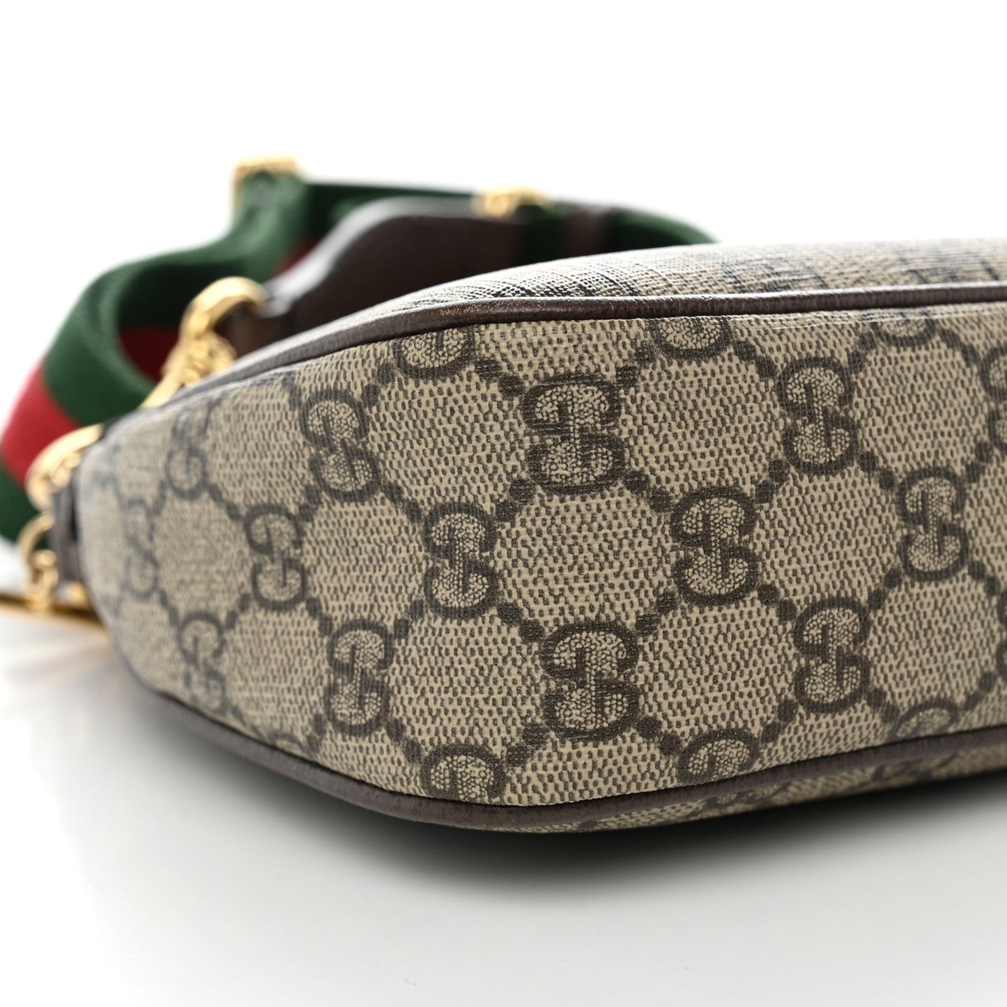 GG Supreme Monogram Textured Dollar Calfskin Web Small Ophidia GG Handbag Beige Ebony New Acero