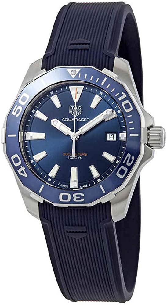 Tag Heuer Aquaracer Blue Dial Blue Rubber Strap Watch for Men - WAY111C.FT6155