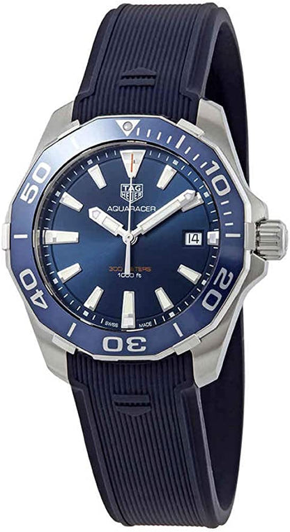 Tag Heuer Aquaracer Blue Dial Blue Rubber Strap Watch for Men - WAY111C.FT6155