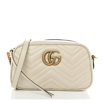 Calfskin Matelasse Small GG Marmont Chain Shoulder Bag White