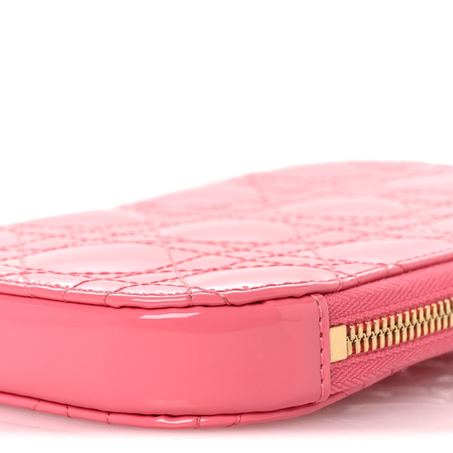 Patent Cannage Lady Dior Phone Holder Pink