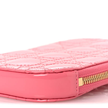 Patent Cannage Lady Dior Phone Holder Pink