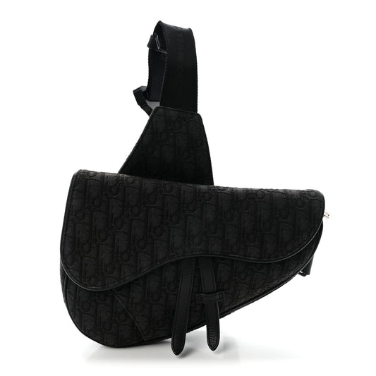 Oblique Mens Saddle Bag Black Blue