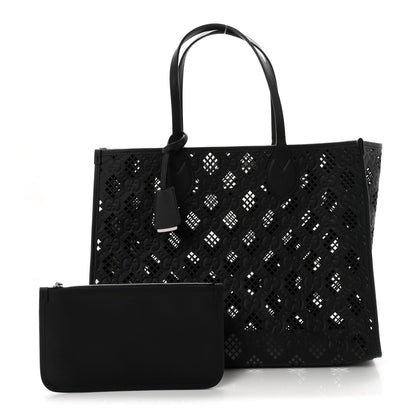 Calfskin GG Monogram Diamond Cut Medium Ophidia Tote Bag Black