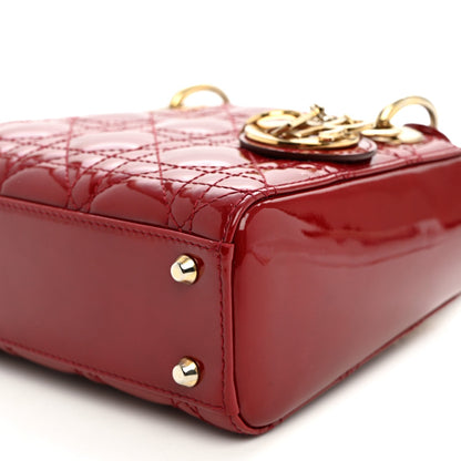 Patent Cannage Mini Lady Dior Red