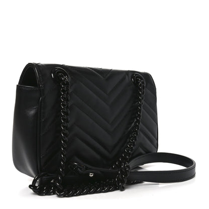 Calfskin Matelasse Monochrome Mini GG Marmont Shoulder Bag Black
