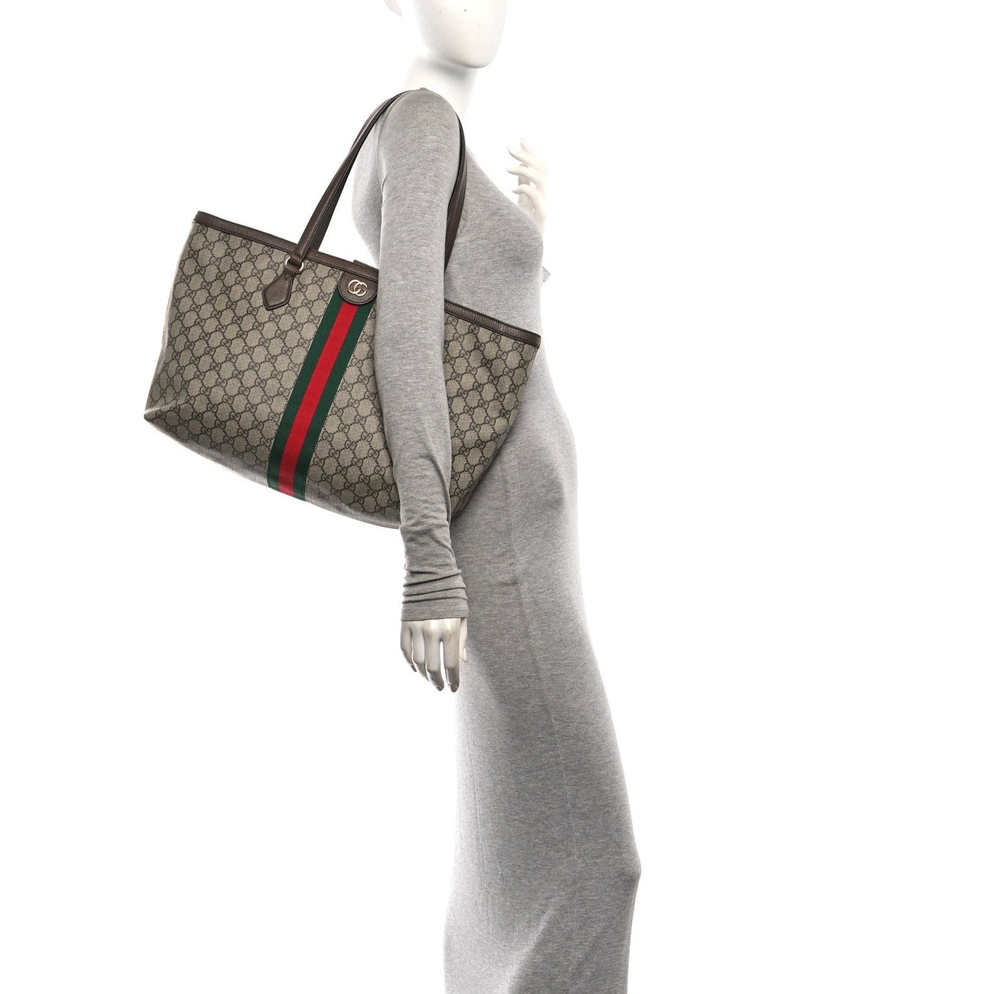 GG Supreme Monogram Medium Ophidia Shopping Tote Brown