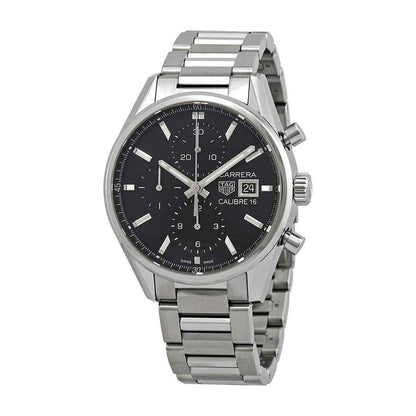 Tag Heuer Carrera Automatic Chronograph Black Dial Silver Steel Strap Watch for Men - CBK2110.BA0715