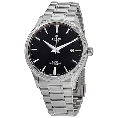 Tudor Style Automatic Black Dial Silver Steel Strap Watch for Men - M12710-0003