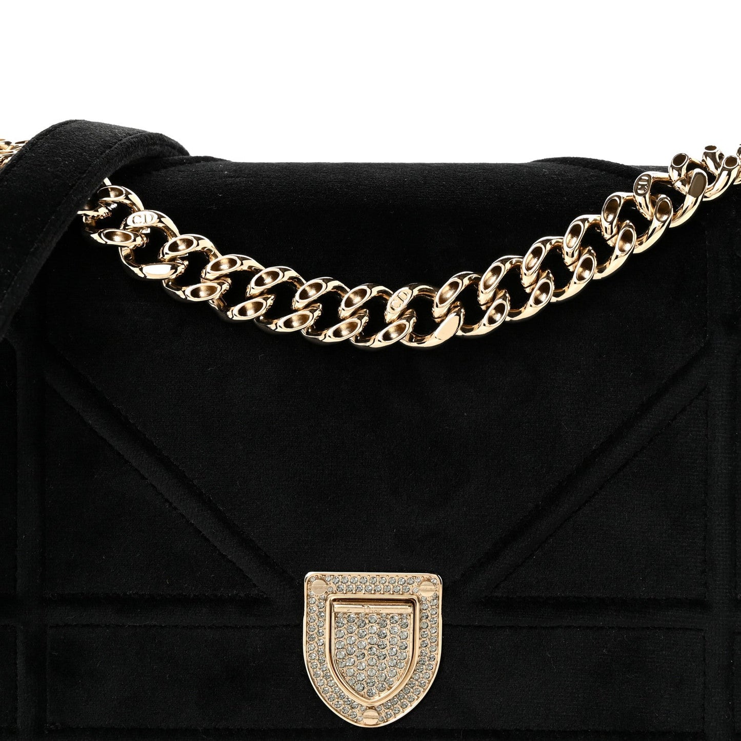 Velvet Small Diorama Flap Bag Black