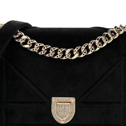 Velvet Small Diorama Flap Bag Black