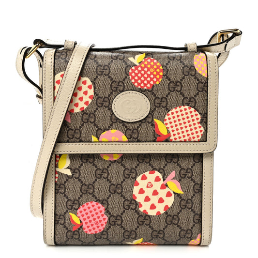 GG Supreme Monogram Les Pommes Retro Interlocking G Les Pommes Messenger Bag Beige Multicolor Mystic White