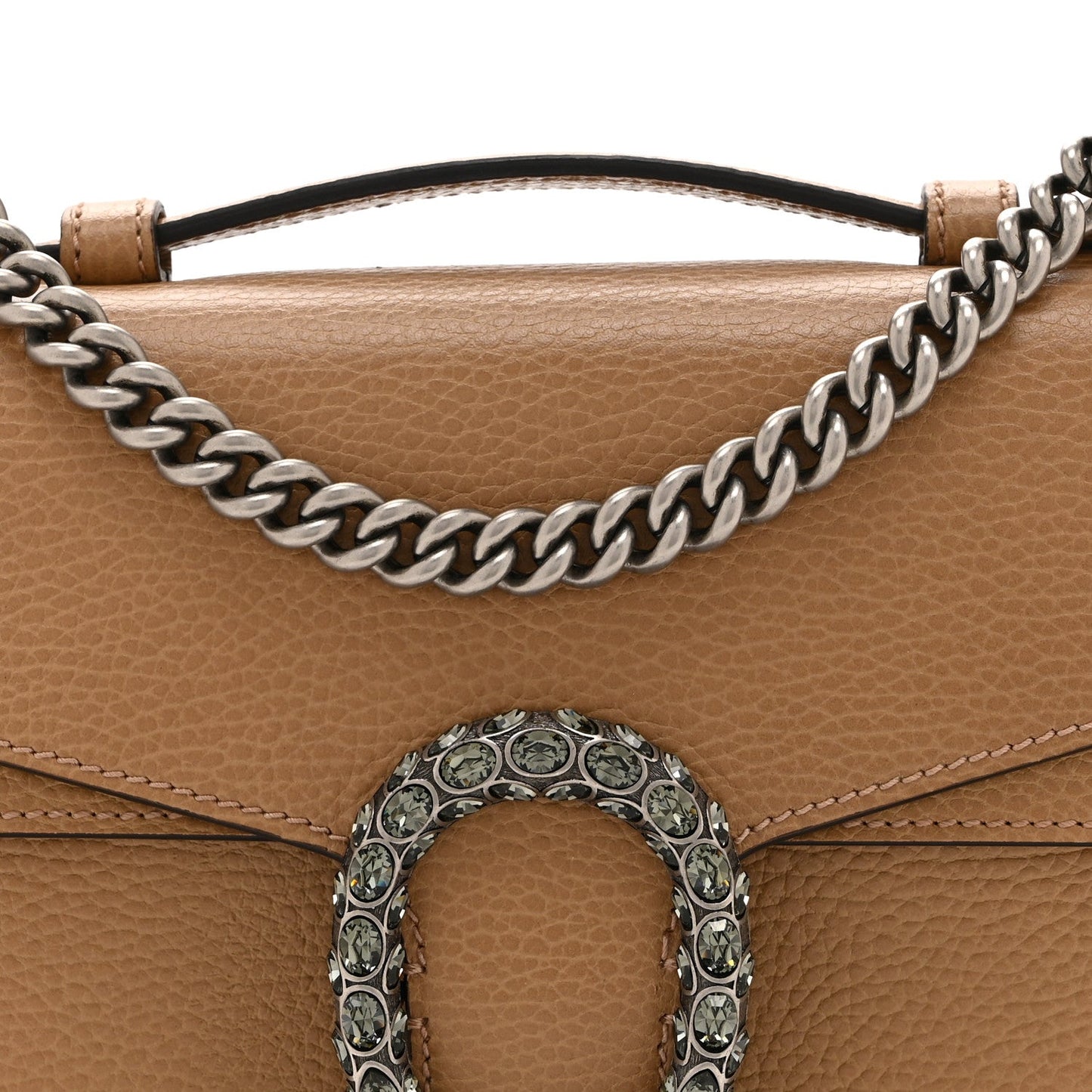 Dollar Calfskin Crystal Small Dionysus Shoulder Bag Natural Tan Black Diamond