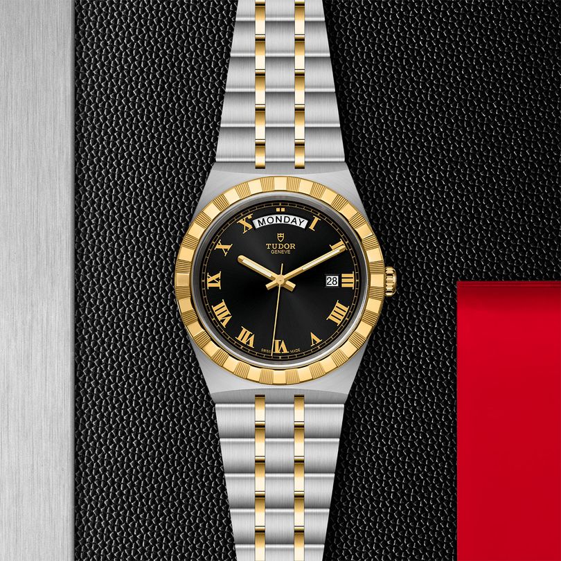Tudor Royal Automatic Black Dial Two Tone Steel Strap Watch for Men - M28603-0003