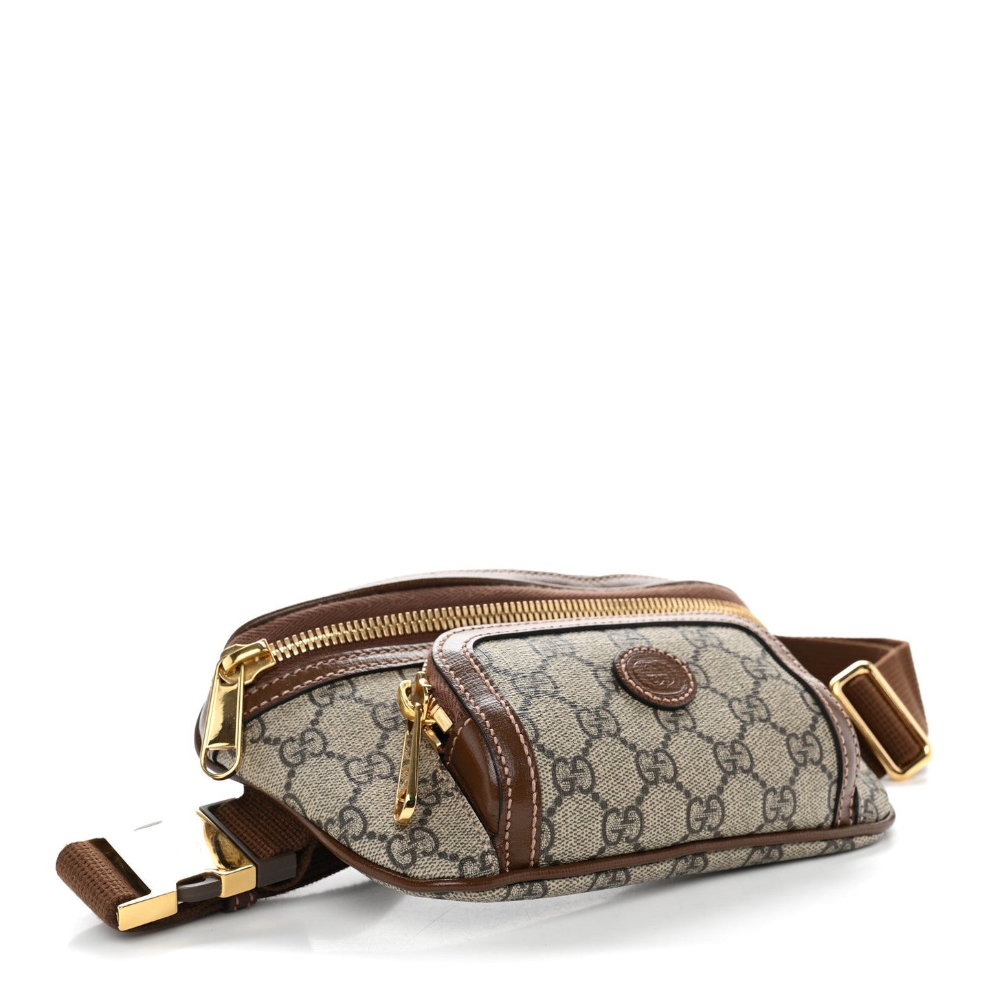 GG Supreme Monogram Textured Calfskin Retro Interlocking G Belt Bag Beige Ebony Brown Sugar