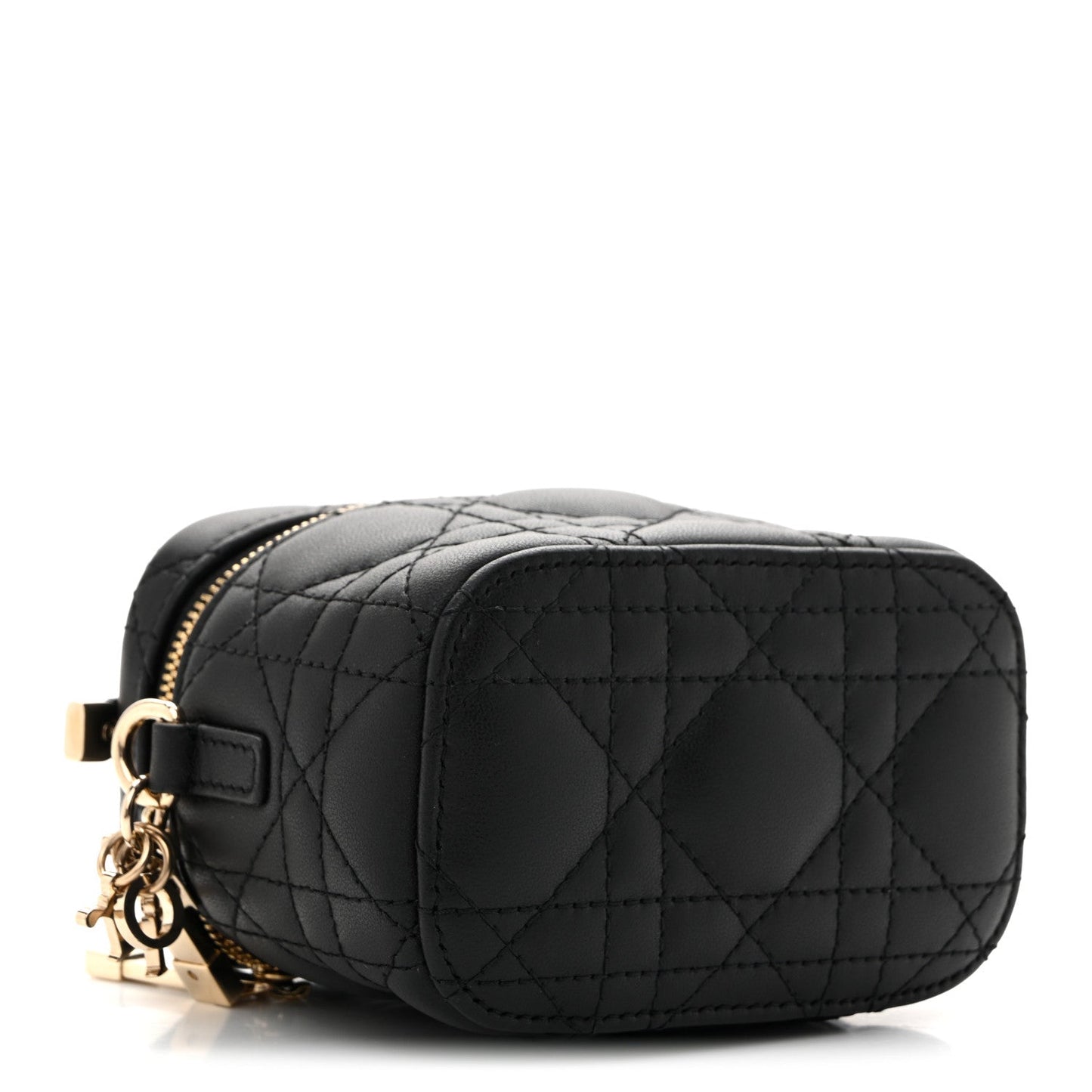 Lambskin Cannage Micro Lady Dior Vanity Case Black