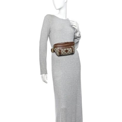 GG Supreme Monogram Textured Calfskin Retro Interlocking G Belt Bag Beige Ebony Brown Sugar