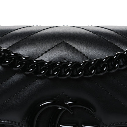 Calfskin Matelasse Monochrome Mini GG Marmont Shoulder Bag Black