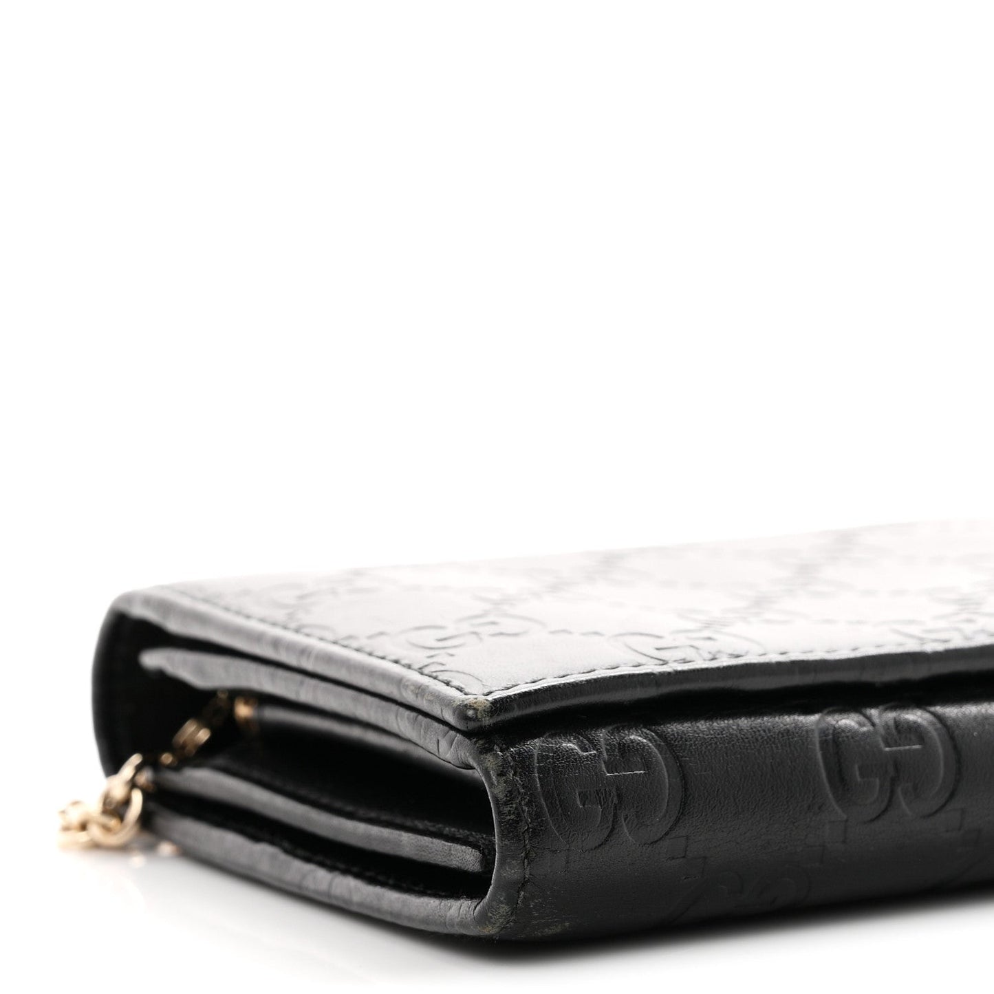 Guccissima Margaux Calfskin Metal Bar Chain Wallet Black
