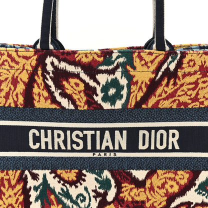 Canvas Embroidered Paisley Medium Book Tote Blue Multicolor