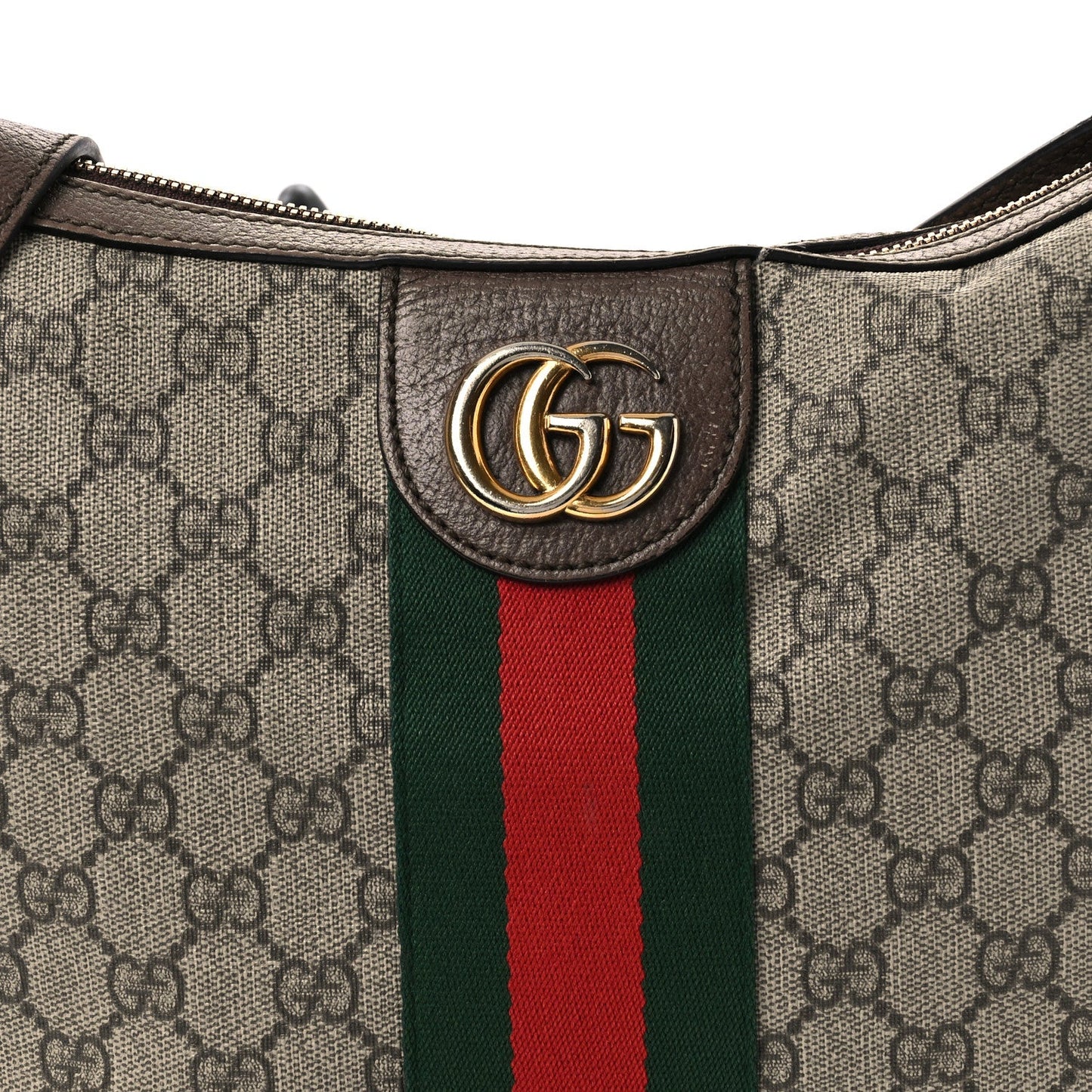 GG Supreme Monogram Web Small Ophidia Half Moon Hobo Brown