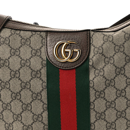 GG Supreme Monogram Web Small Ophidia Half Moon Hobo Brown