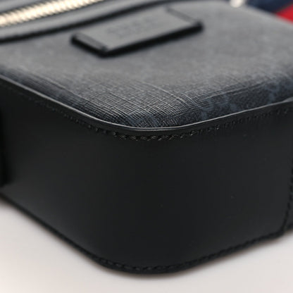 GG Supreme Monogram Appia Calfskin Web Small Camera Messenger Bag Black Grey