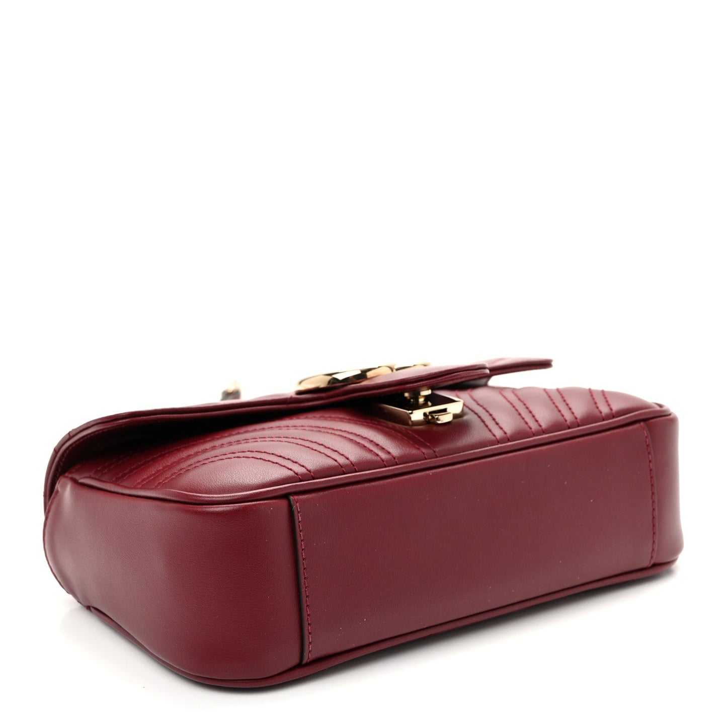 Calfskin Matelasse Mini GG Marmont Shoulder Bag Rosso Ancora