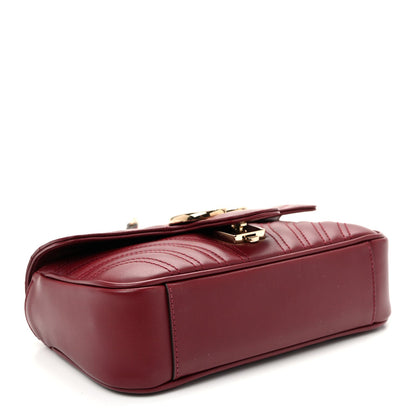 Calfskin Matelasse Mini GG Marmont Shoulder Bag Rosso Ancora